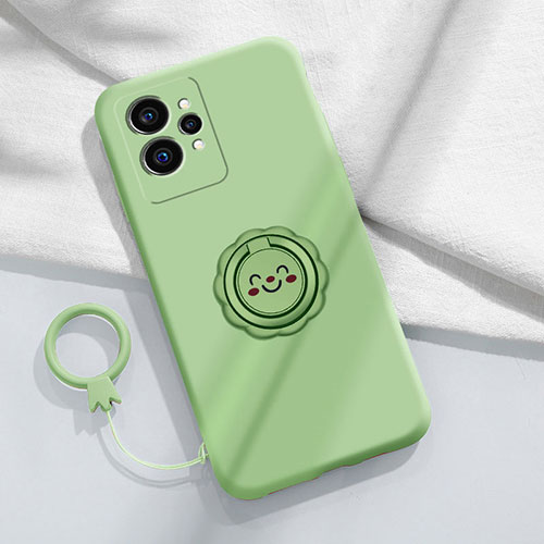 Ultra-thin Silicone Gel Soft Case Cover with Magnetic Finger Ring Stand S01 for Realme GT Neo2 5G Green