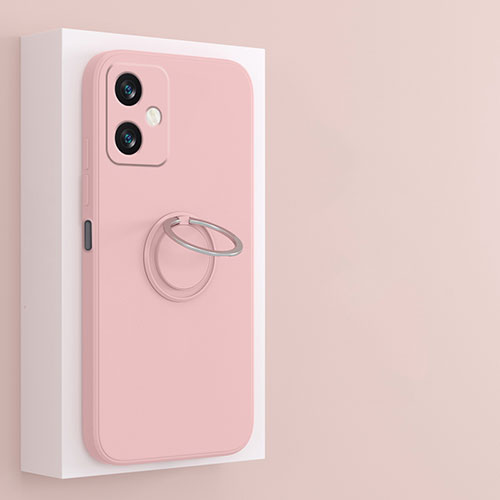 Ultra-thin Silicone Gel Soft Case Cover with Magnetic Finger Ring Stand S01 for Xiaomi Redmi Note 12R Pro 5G Pink