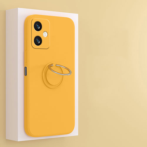 Ultra-thin Silicone Gel Soft Case Cover with Magnetic Finger Ring Stand S01 for Xiaomi Redmi Note 12R Pro 5G Yellow