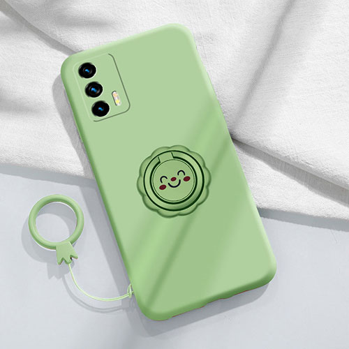 Ultra-thin Silicone Gel Soft Case Cover with Magnetic Finger Ring Stand S02 for Realme GT Master 5G Green