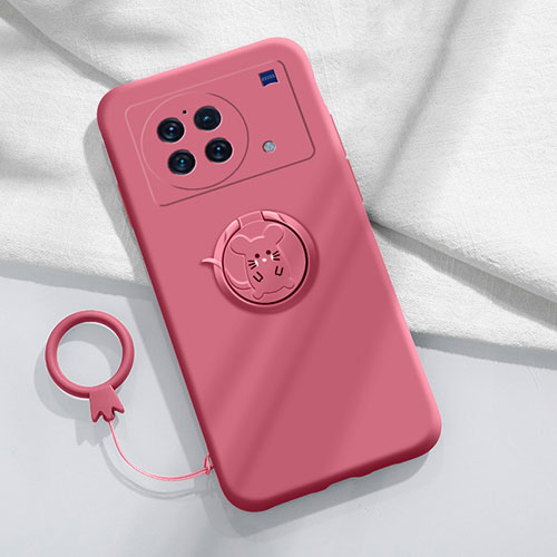 Ultra-thin Silicone Gel Soft Case Cover with Magnetic Finger Ring Stand S02 for Vivo X Note Red