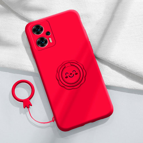 Ultra-thin Silicone Gel Soft Case Cover with Magnetic Finger Ring Stand S02 for Xiaomi Poco F5 5G Red