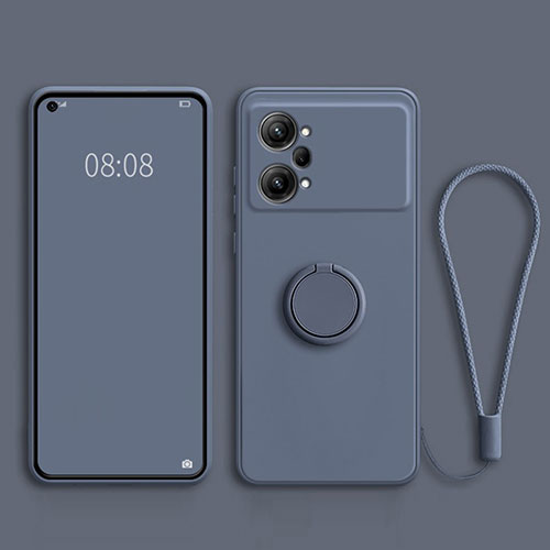 Ultra-thin Silicone Gel Soft Case Cover with Magnetic Finger Ring Stand S03 for Oppo K10 Pro 5G Lavender Gray