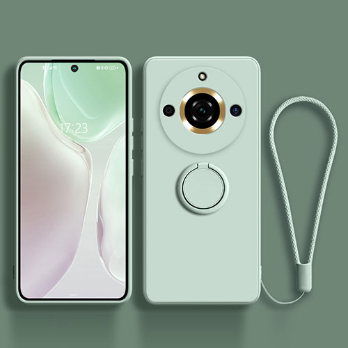 Ultra-thin Silicone Gel Soft Case Cover with Magnetic Finger Ring Stand S03 for Realme Narzo 60 Pro 5G Matcha Green