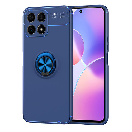 Ultra-thin Silicone Gel Soft Case Cover with Magnetic Finger Ring Stand SD1 for Huawei Honor X30i Blue