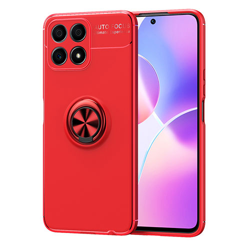 Ultra-thin Silicone Gel Soft Case Cover with Magnetic Finger Ring Stand SD1 for Huawei Honor X30i Red