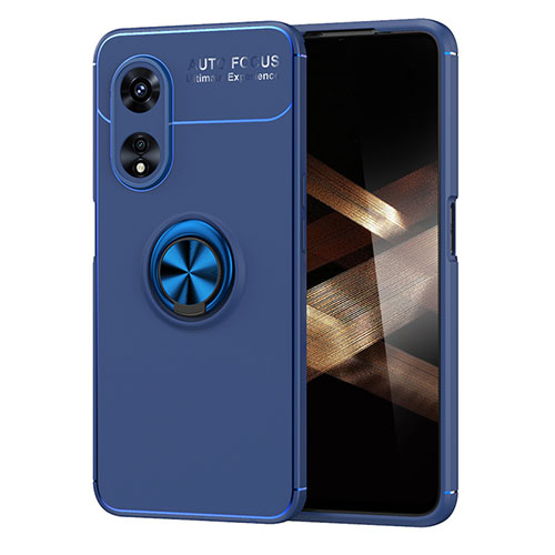 Ultra-thin Silicone Gel Soft Case Cover with Magnetic Finger Ring Stand SD1 for Huawei Honor X5 Plus Blue