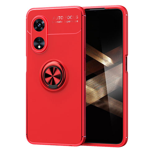 Ultra-thin Silicone Gel Soft Case Cover with Magnetic Finger Ring Stand SD1 for Huawei Honor X5 Plus Red