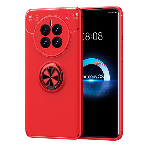 Ultra-thin Silicone Gel Soft Case Cover with Magnetic Finger Ring Stand SD1 for Huawei Mate 50 Red