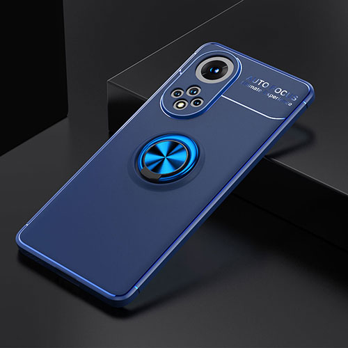 Ultra-thin Silicone Gel Soft Case Cover with Magnetic Finger Ring Stand SD1 for Huawei Nova 9 Blue