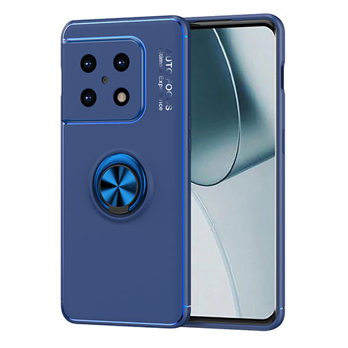 Ultra-thin Silicone Gel Soft Case Cover with Magnetic Finger Ring Stand SD1 for OnePlus 10 Pro 5G Blue