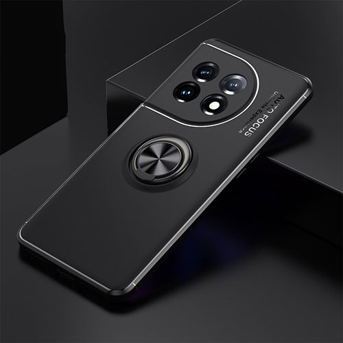 Ultra-thin Silicone Gel Soft Case Cover with Magnetic Finger Ring Stand SD1 for OnePlus 11 5G Black