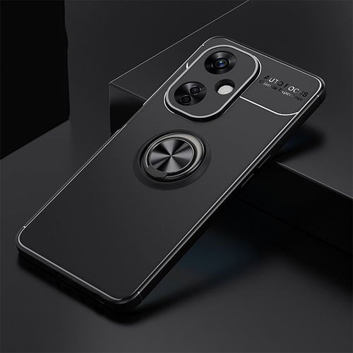 Ultra-thin Silicone Gel Soft Case Cover with Magnetic Finger Ring Stand SD1 for Oppo K11x 5G Black