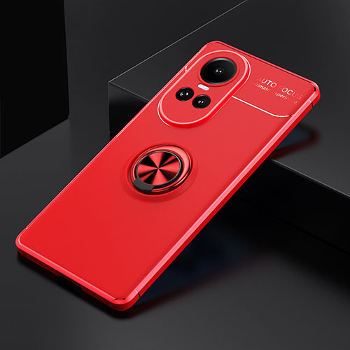 Ultra-thin Silicone Gel Soft Case Cover with Magnetic Finger Ring Stand SD1 for Oppo Reno10 5G Red