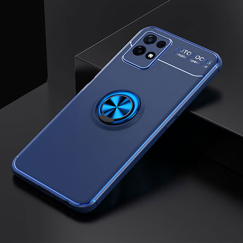 Ultra-thin Silicone Gel Soft Case Cover with Magnetic Finger Ring Stand SD1 for Realme Narzo 50 4G Blue