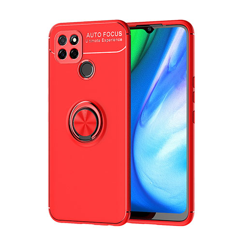 Ultra-thin Silicone Gel Soft Case Cover with Magnetic Finger Ring Stand SD1 for Realme Q2i 5G Red