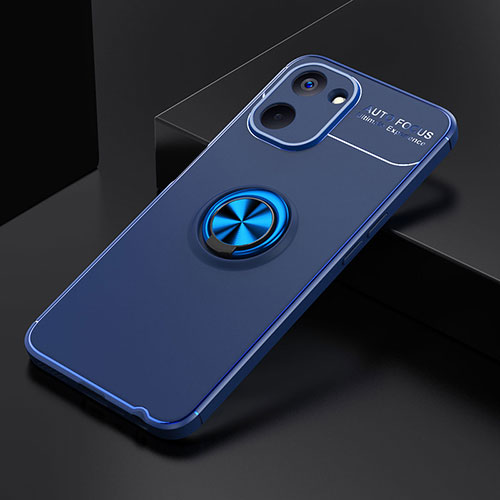 Ultra-thin Silicone Gel Soft Case Cover with Magnetic Finger Ring Stand SD1 for Realme Q5x 5G Blue