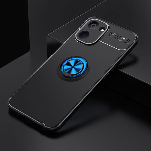 Ultra-thin Silicone Gel Soft Case Cover with Magnetic Finger Ring Stand SD1 for Realme Q5x 5G Blue and Black