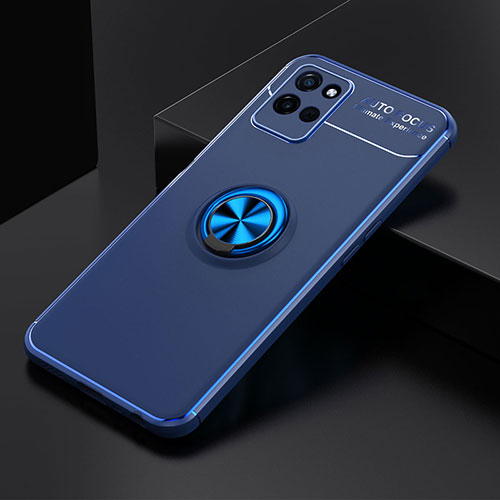 Ultra-thin Silicone Gel Soft Case Cover with Magnetic Finger Ring Stand SD1 for Realme V11 5G Blue