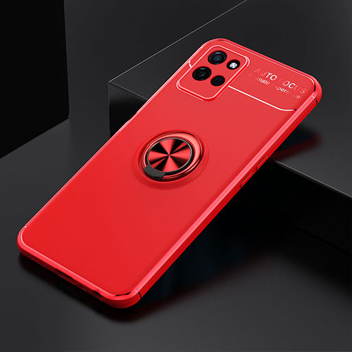 Ultra-thin Silicone Gel Soft Case Cover with Magnetic Finger Ring Stand SD1 for Realme V11s 5G Red