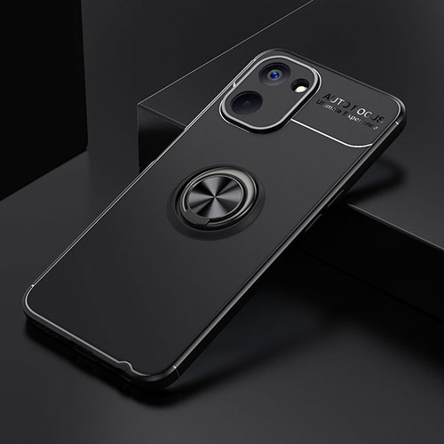 Ultra-thin Silicone Gel Soft Case Cover with Magnetic Finger Ring Stand SD1 for Realme V30t 5G Black