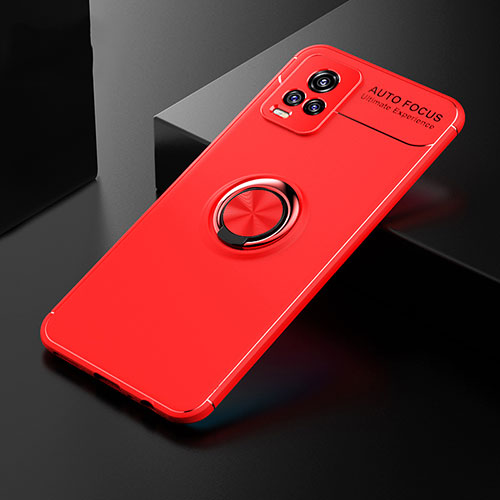 Ultra-thin Silicone Gel Soft Case Cover with Magnetic Finger Ring Stand SD1 for Vivo V20 (2021) Red