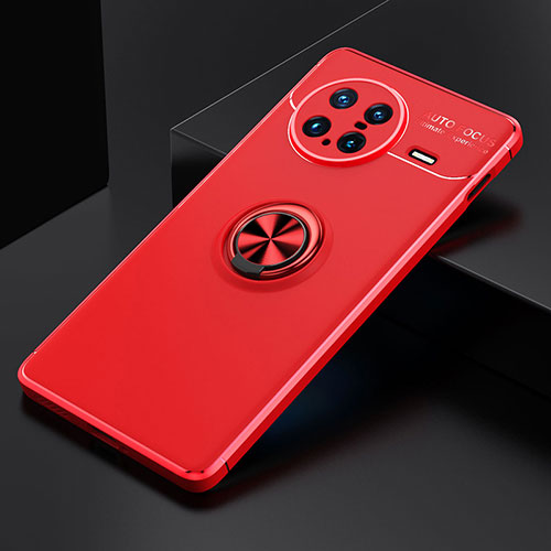 Ultra-thin Silicone Gel Soft Case Cover with Magnetic Finger Ring Stand SD1 for Vivo X Note Red