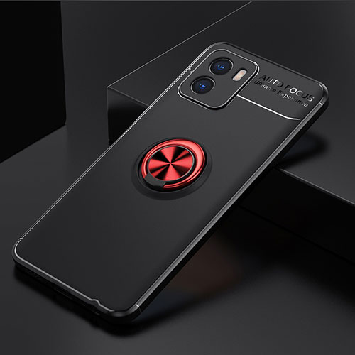 Ultra-thin Silicone Gel Soft Case Cover with Magnetic Finger Ring Stand SD1 for Vivo Y01 Red and Black