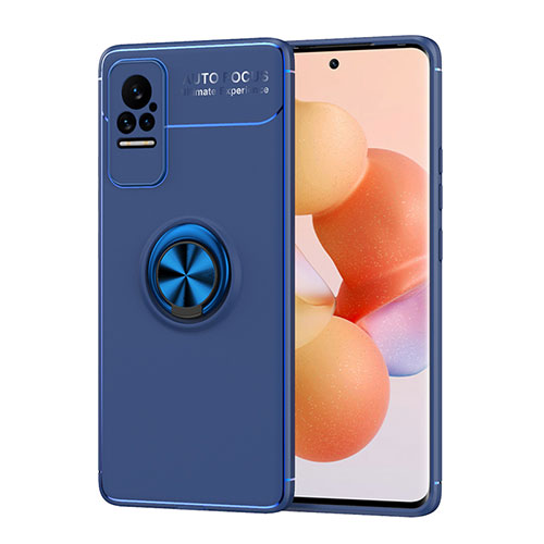 Ultra-thin Silicone Gel Soft Case Cover with Magnetic Finger Ring Stand SD1 for Xiaomi Civi 1S 5G Blue