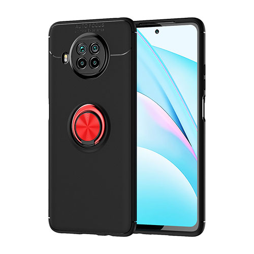 Ultra-thin Silicone Gel Soft Case Cover with Magnetic Finger Ring Stand SD1 for Xiaomi Mi 10i 5G Red and Black