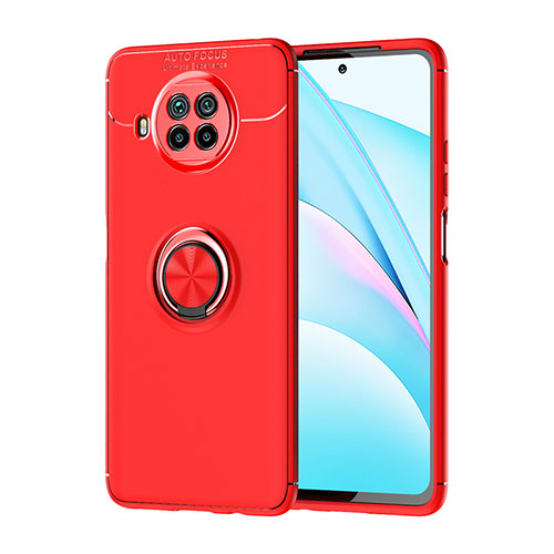 Ultra-thin Silicone Gel Soft Case Cover with Magnetic Finger Ring Stand SD1 for Xiaomi Mi 10T Lite 5G Red