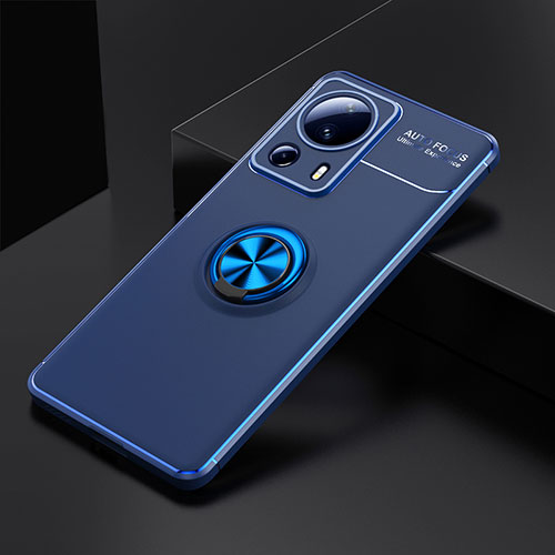 Ultra-thin Silicone Gel Soft Case Cover with Magnetic Finger Ring Stand SD1 for Xiaomi Mi 12 Lite NE 5G Blue