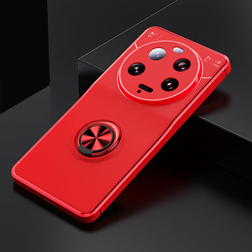 Ultra-thin Silicone Gel Soft Case Cover with Magnetic Finger Ring Stand SD1 for Xiaomi Mi 13 Ultra 5G Red