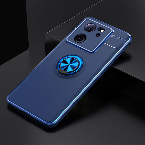 Ultra-thin Silicone Gel Soft Case Cover with Magnetic Finger Ring Stand SD1 for Xiaomi Mi 13T 5G Blue