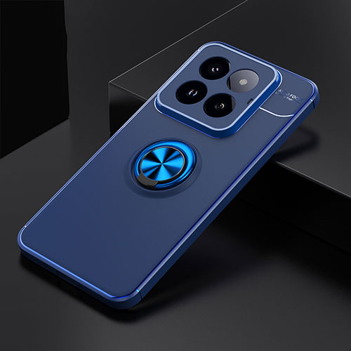 Ultra-thin Silicone Gel Soft Case Cover with Magnetic Finger Ring Stand SD1 for Xiaomi Mi 14 Pro 5G Blue