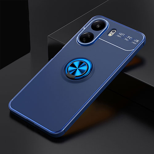 Ultra-thin Silicone Gel Soft Case Cover with Magnetic Finger Ring Stand SD1 for Xiaomi Poco C65 Blue