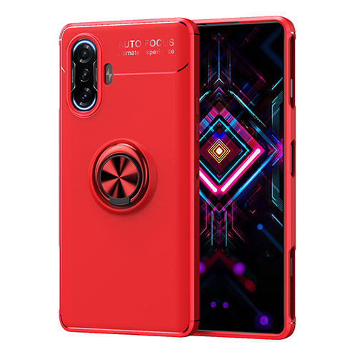 Ultra-thin Silicone Gel Soft Case Cover with Magnetic Finger Ring Stand SD1 for Xiaomi Poco F3 GT 5G Red