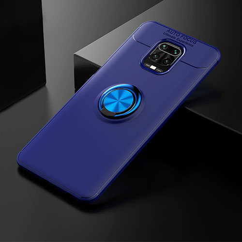 Ultra-thin Silicone Gel Soft Case Cover with Magnetic Finger Ring Stand SD1 for Xiaomi Poco M2 Pro Blue