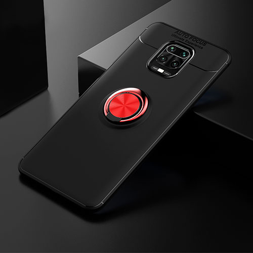 Ultra-thin Silicone Gel Soft Case Cover with Magnetic Finger Ring Stand SD1 for Xiaomi Poco M2 Pro Red and Black