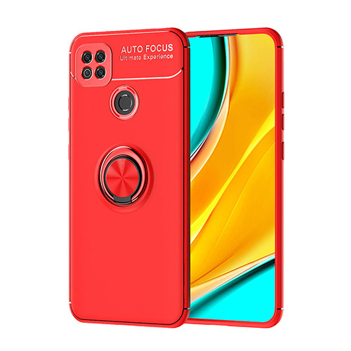 Ultra-thin Silicone Gel Soft Case Cover with Magnetic Finger Ring Stand SD1 for Xiaomi Redmi 10A 4G Red
