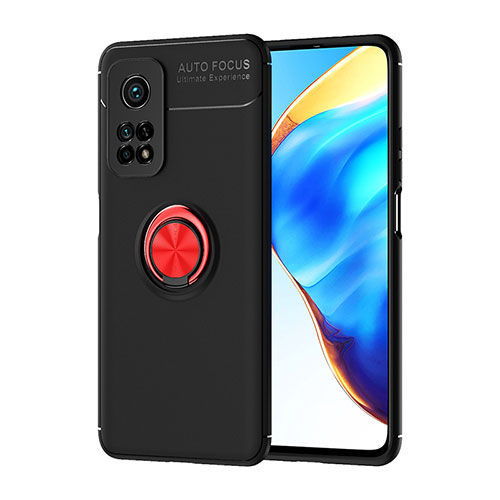 Ultra-thin Silicone Gel Soft Case Cover with Magnetic Finger Ring Stand SD1 for Xiaomi Redmi K30S 5G Red and Black