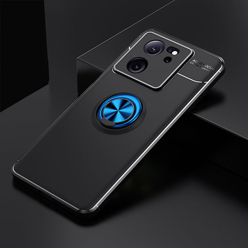 Ultra-thin Silicone Gel Soft Case Cover with Magnetic Finger Ring Stand SD1 for Xiaomi Redmi K60 Ultra 5G Blue and Black