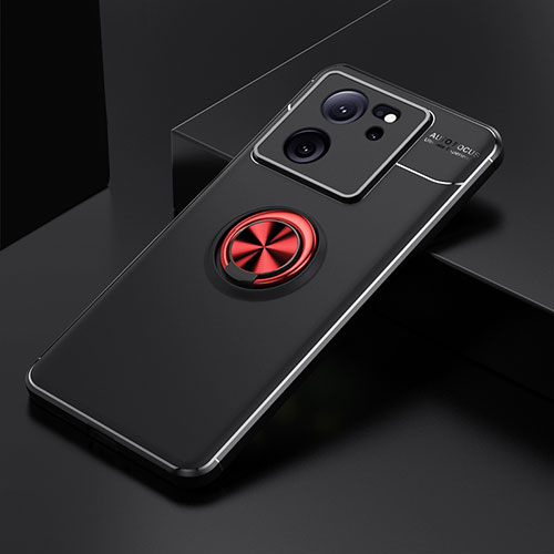 Ultra-thin Silicone Gel Soft Case Cover with Magnetic Finger Ring Stand SD1 for Xiaomi Redmi K60 Ultra 5G Red and Black