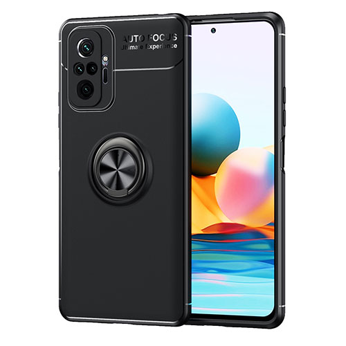 Ultra-thin Silicone Gel Soft Case Cover with Magnetic Finger Ring Stand SD1 for Xiaomi Redmi Note 10 Pro Max Black