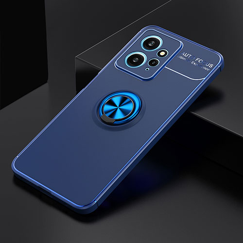 Ultra-thin Silicone Gel Soft Case Cover with Magnetic Finger Ring Stand SD1 for Xiaomi Redmi Note 12 4G Blue