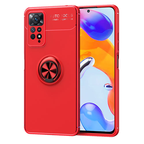 Ultra-thin Silicone Gel Soft Case Cover with Magnetic Finger Ring Stand SD1 for Xiaomi Redmi Note 12 Pro 4G Red