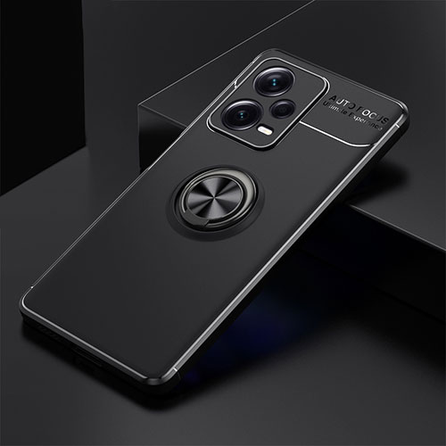 Ultra-thin Silicone Gel Soft Case Cover with Magnetic Finger Ring Stand SD1 for Xiaomi Redmi Note 12 Pro+ Plus 5G Black