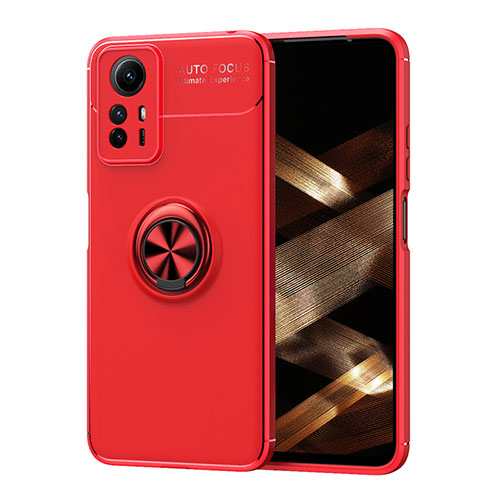 Ultra-thin Silicone Gel Soft Case Cover with Magnetic Finger Ring Stand SD1 for Xiaomi Redmi Note 12S Red