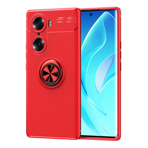 Ultra-thin Silicone Gel Soft Case Cover with Magnetic Finger Ring Stand SD2 for Huawei Honor 60 5G Red