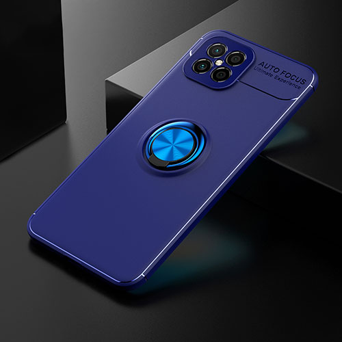 Ultra-thin Silicone Gel Soft Case Cover with Magnetic Finger Ring Stand SD2 for Huawei Nova 8 SE 4G Blue